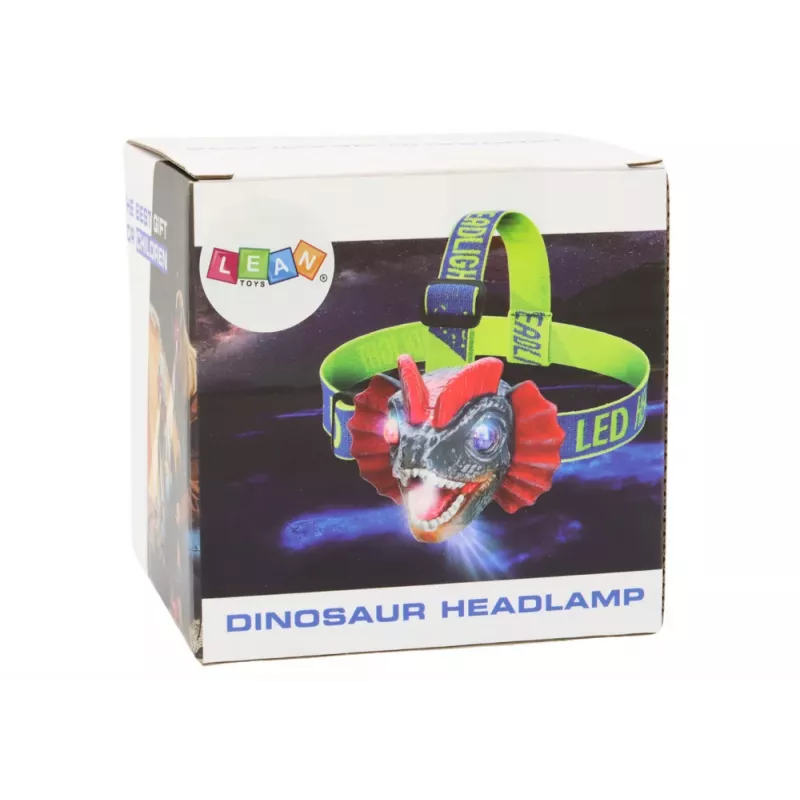 LEAN TOYS Dinosaur Headlamp Flashlight Adjustable Headband 3 LEDs