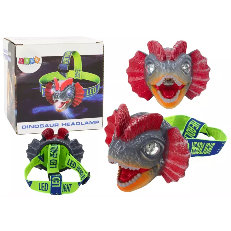 LEAN TOYS Dinosaur Headlamp Flashlight Adjustable Headband 3 LEDs