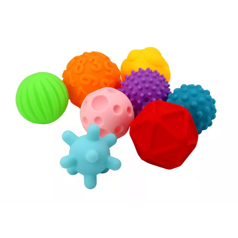 LEAN TOYS Set of Sensory Balls Various Textures 8 Colorful Pieces