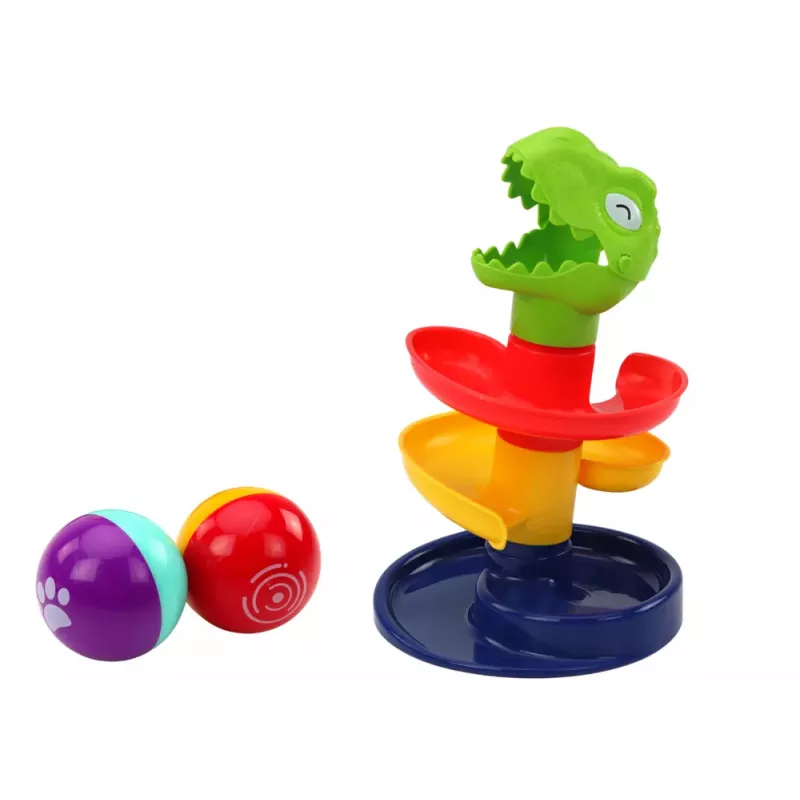 LEAN TOYS Educational Slide For Balls Sorter Green Dinosaur