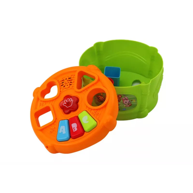 LEAN TOYS Interactive Educational Drum Shapes Green and Orange