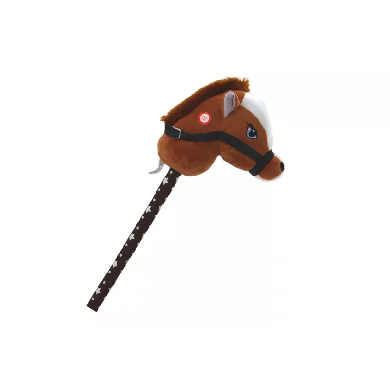 LEAN TOYS Plush Horse Head On A Stick Hobby Horse Dark Brown Shorthair Horse Sounds