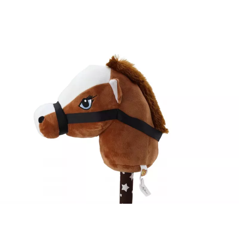 LEAN TOYS Plush Horse Head On A Stick Hobby Horse Dark Brown Shorthair Horse Sounds
