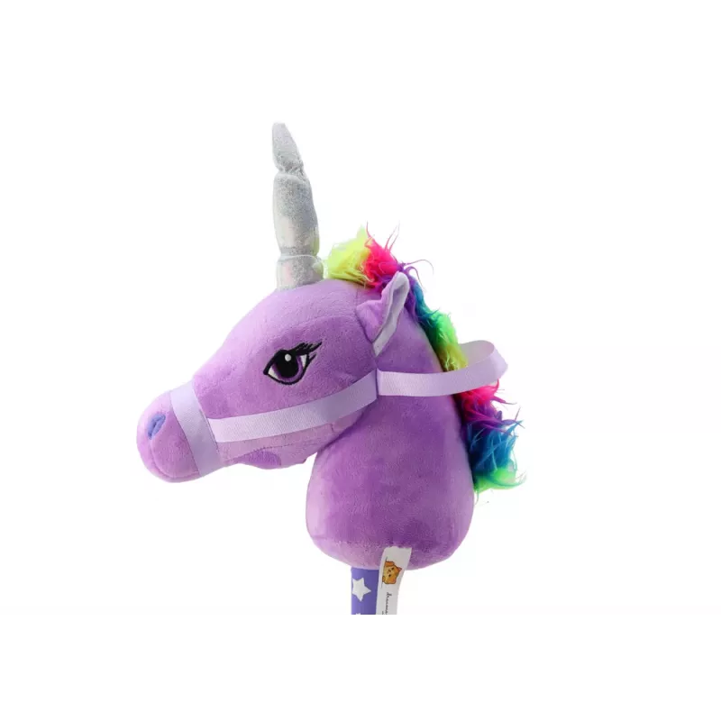 LEAN TOYS Plush Unicorn Head On A Stick Hobby Horse Purple Unicorn Sounds