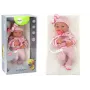 LEAN TOYS Baby Doll with Striped Sweater, Hat, Scarf and Accessories, Pink