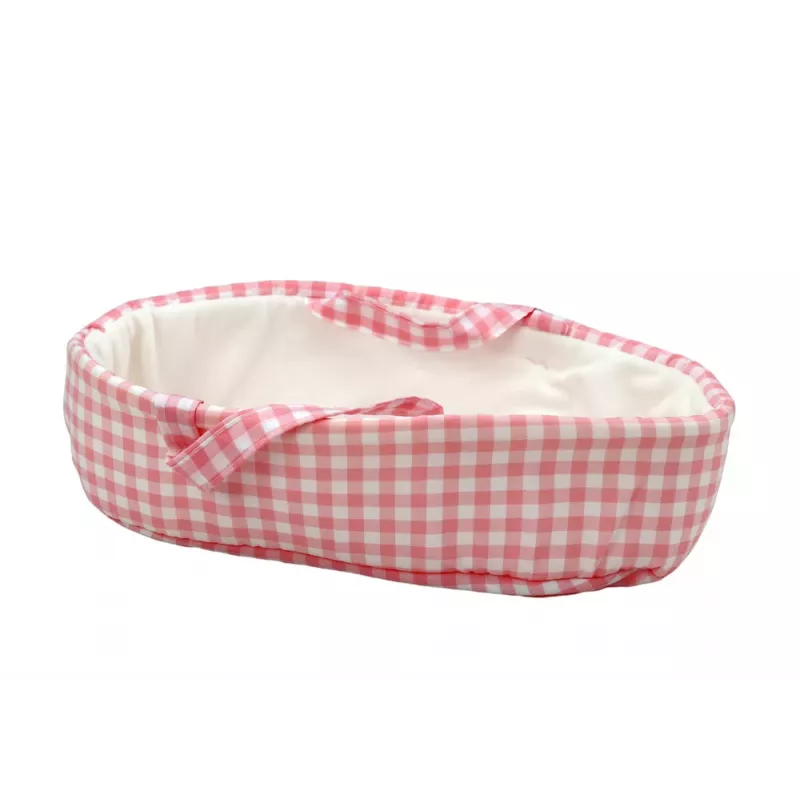 LEAN TOYS Baby Doll in a Bunny Carrier in a Pink Checkered Outfit