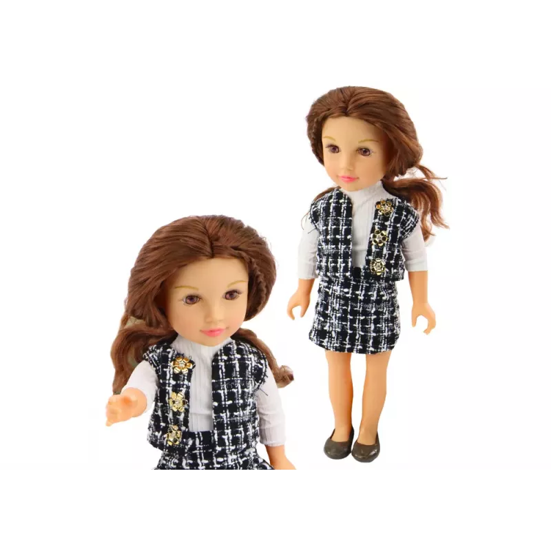 LEAN TOYS Steffi Love Doll in Elegant Checked Clothes Brown Hair