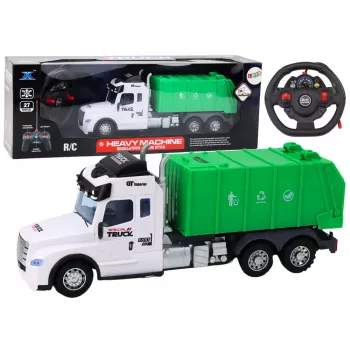 LEAN TOYS Remote Controlled RC Garbage Truck Green Lights Sounds