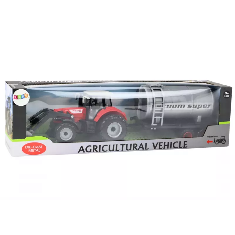 LEAN TOYS Agricultural Tractor Excavator with Tanker Drive Red