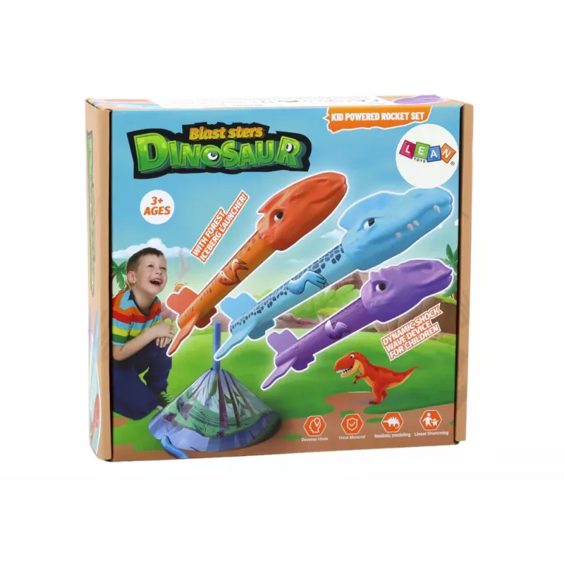 LEAN TOYS Rocket Launcher Game Dinosaurs Forest Colorful Push Up