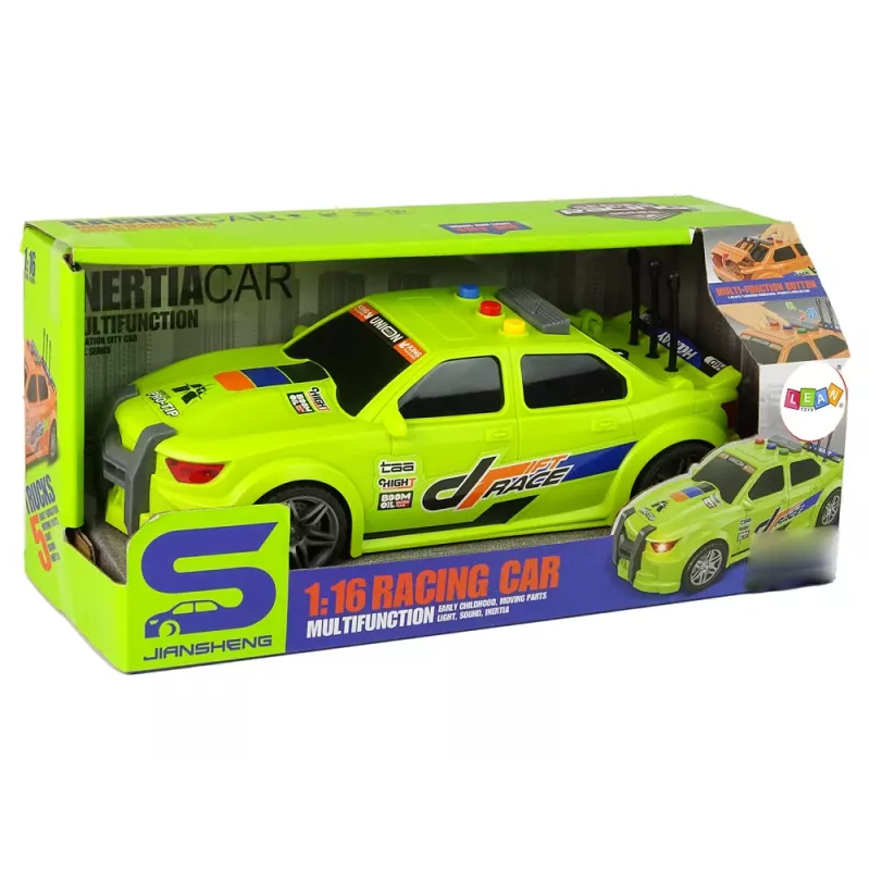 LEAN TOYS Sports Car Racing Lights Sounds Green 1:16
