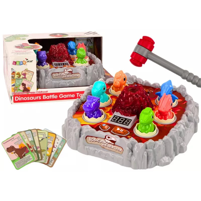 LEAN TOYS Arcade Game Wac A Mole Dinosaurs Volcano Smoke Effect Lights Sounds