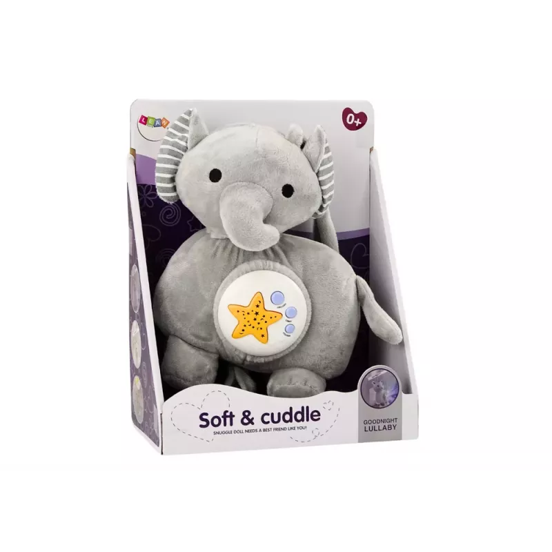 LEAN TOYS Plush Elephant Projector Sleeper Gray Cuddly Toy Stars Melodies