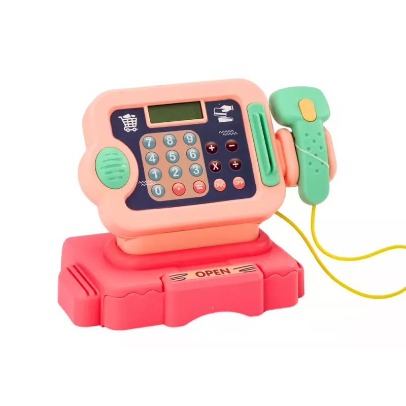 LEAN TOYS Cash Register Learning to Count Coins Shopping Cart Lights Sounds Pink