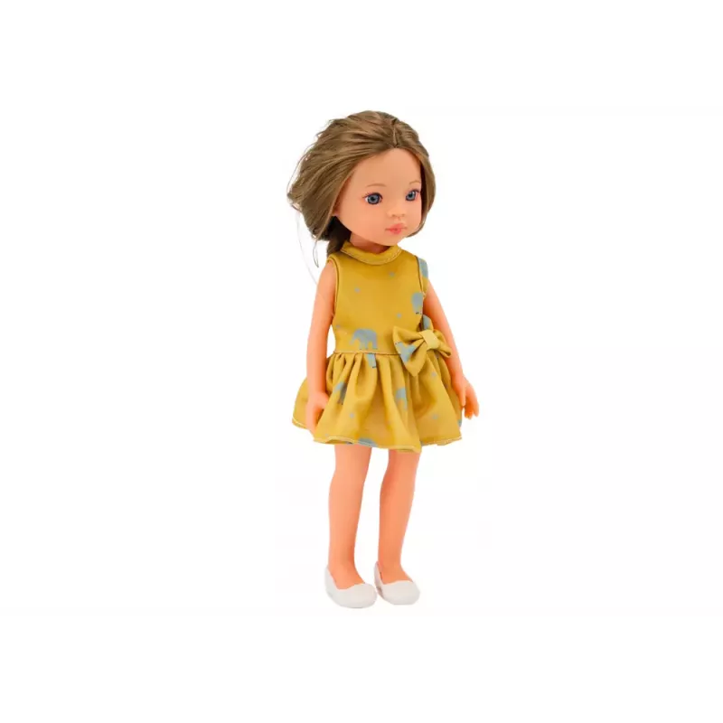 LEAN TOYS Doll Yellow Dress Brown Hair Large Doll 33cm