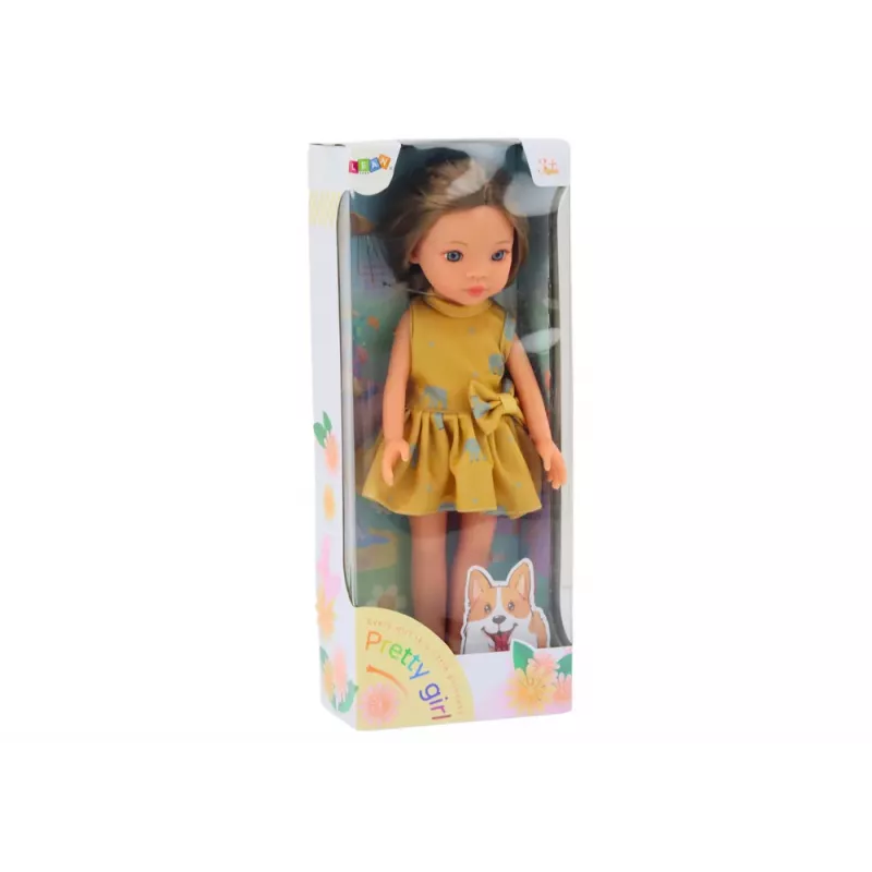 LEAN TOYS Doll Yellow Dress Brown Hair Large Doll 33cm