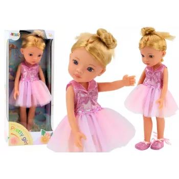 LEAN TOYS Pink Ballerina Doll 33cm with Dress, Ballet Shoes, Tiara