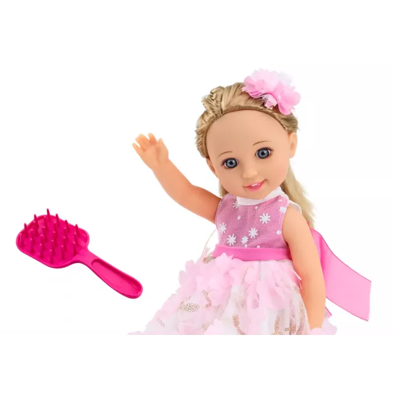 LEAN TOYS Doll Pink Dress Long Hair Hairpin Brush 38cm