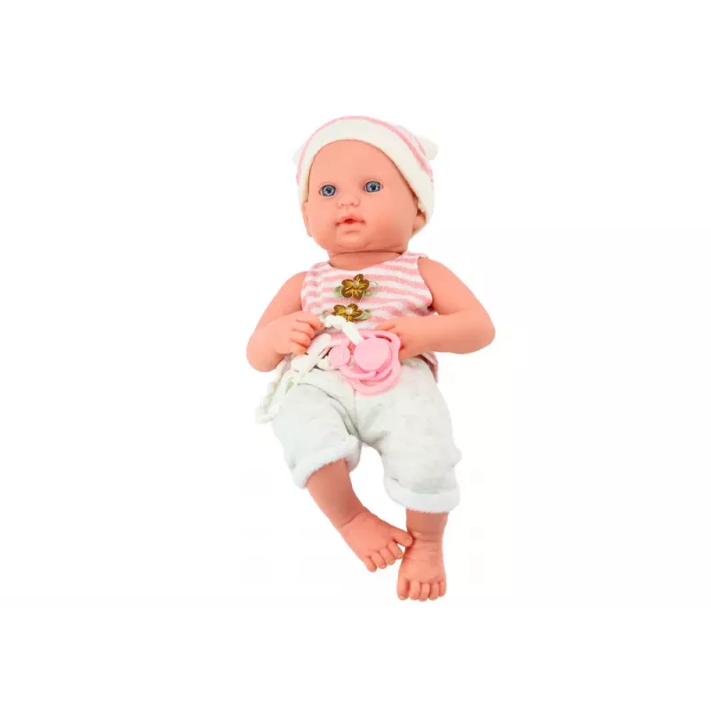 LEAN TOYS Baby Doll in White and Pink Clothes, Hat, Pacifier, and Blanket