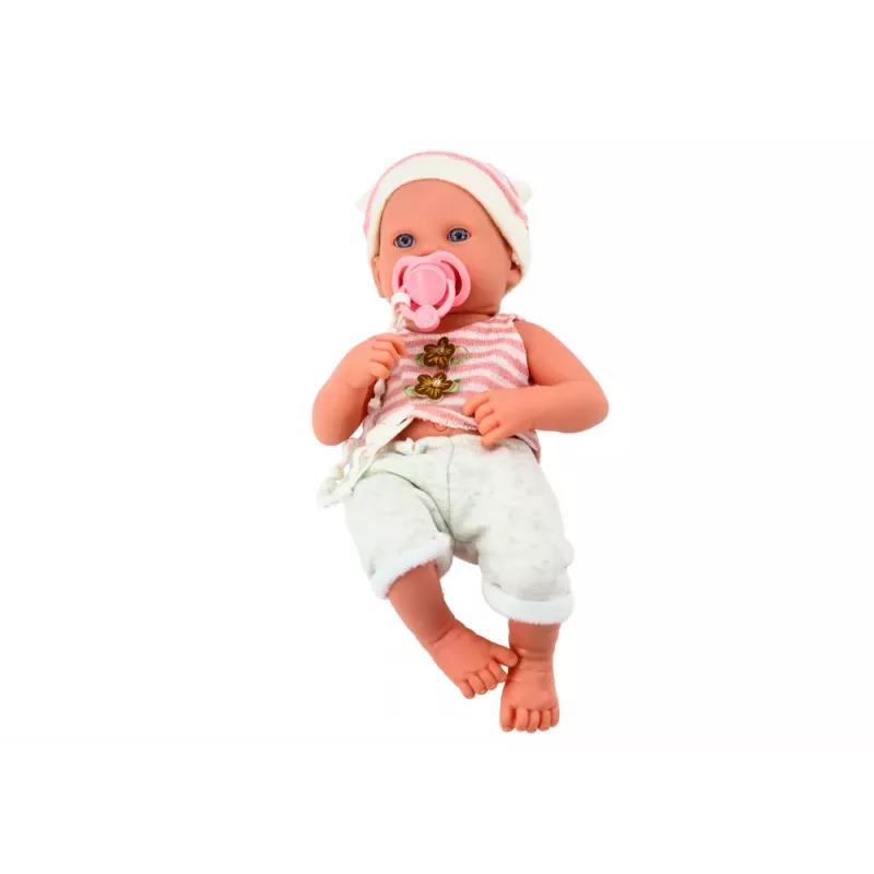 LEAN TOYS Baby Doll in White and Pink Clothes, Hat, Pacifier, and Blanket
