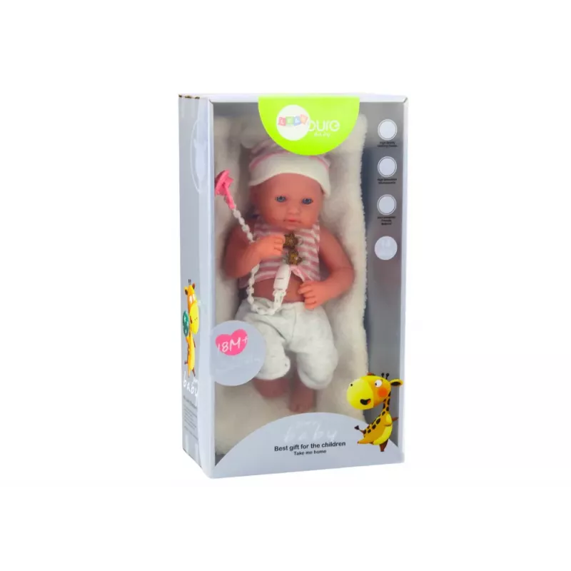 LEAN TOYS Baby Doll in White and Pink Clothes, Hat, Pacifier, and Blanket