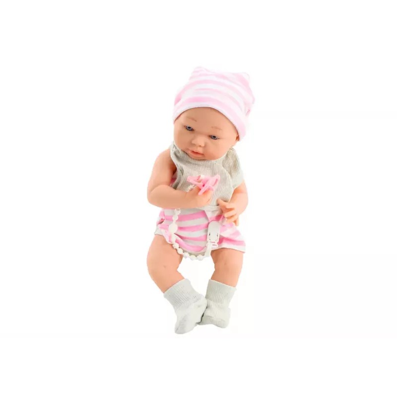 LEAN TOYS Baby Doll in White and Pink Clothes, Hat, Pacifier, Bib, Quilt