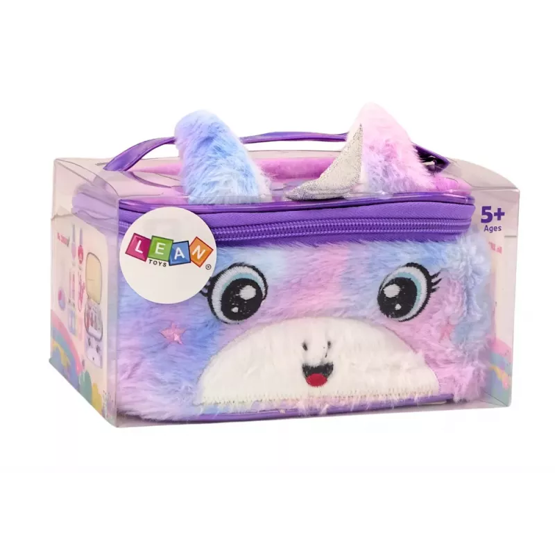 LEAN TOYS Beauty Set In Plush Cosmetic Bag Unicorn Nail Polish Shadows