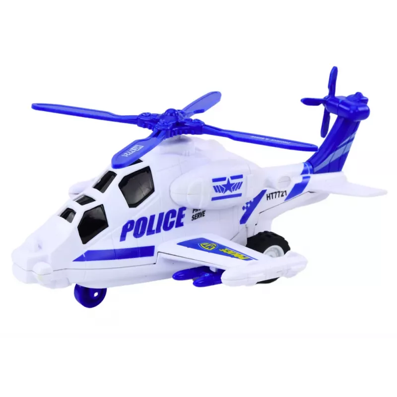 LEAN TOYS Police Helicopter White or Black Friction Drive Light and Sound
