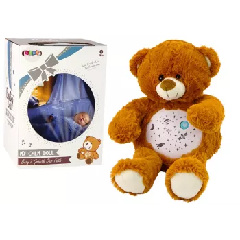 LEAN TOYS Teddy Bear Sleeping Lights Sounds Night and Day Mode Brown