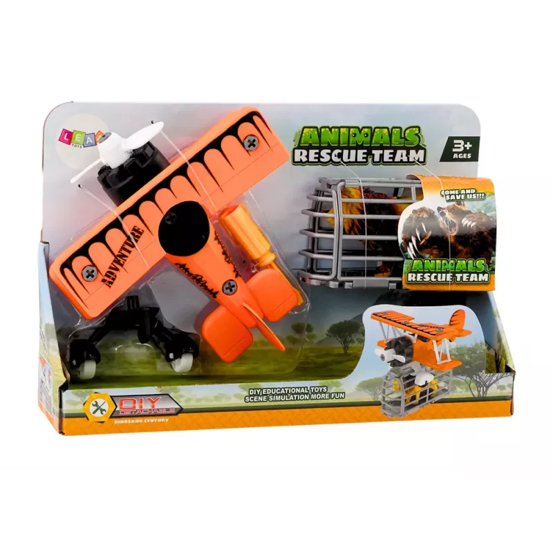 LEAN TOYS Airplane Light Plane Animal Transport Cage Lion Unscrewable Screwdriver