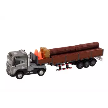 LEAN TOYS Wood Truck Truck Trailer 1:24 Wood Logs Sounds Lights