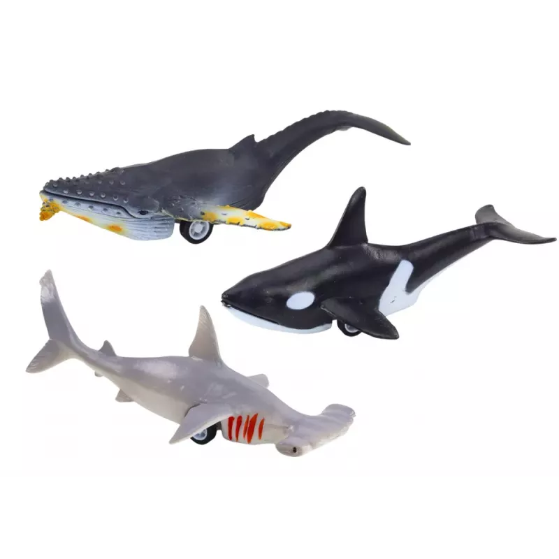 LEAN TOYS Figurines Vehicles Sea Animals Friction Drive Shark Killer Whale 6 pcs