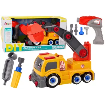 LEAN TOYS Cartoon Truck With Crane To Dismantle DIY Orange