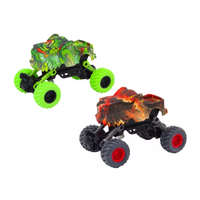 LEAN TOYS Dinosaur Car, Friction Drive, Red or Green, Off-Road