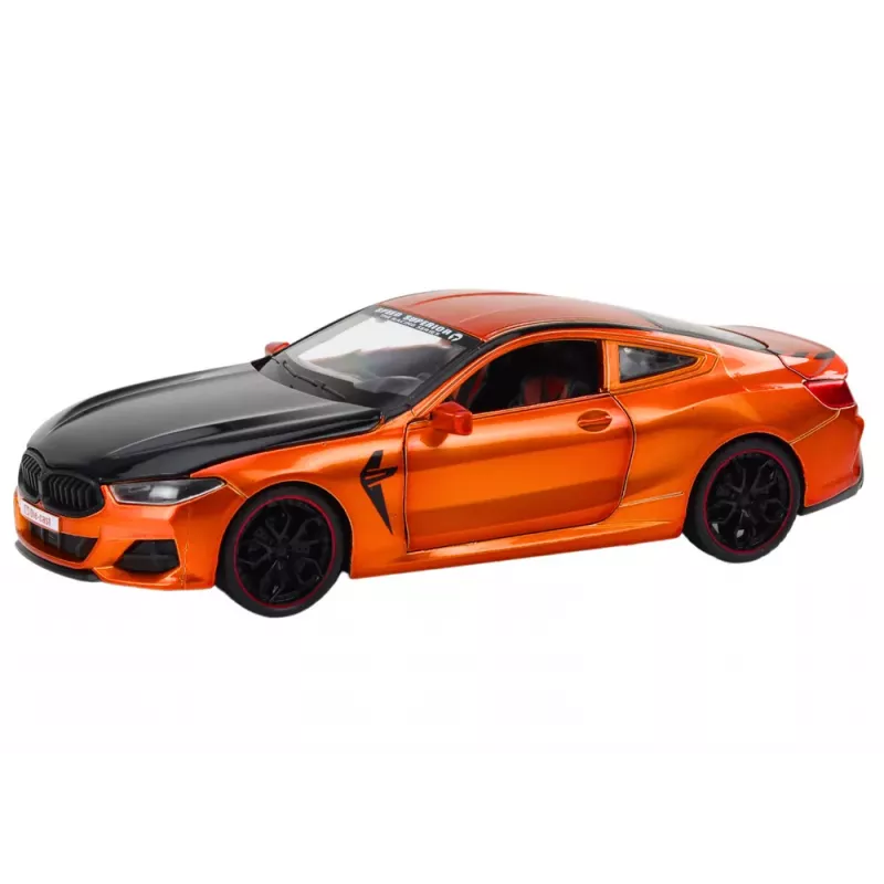LEAN TOYS Sports Car Metal Friction Drive Openable Elements 1:24 Orange