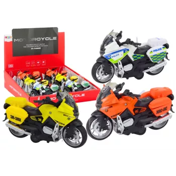 LEAN TOYS Sports Motorcycle with Friction Drive 3 Designs Yellow Orange White