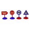 LEAN TOYS Set of 12 Toy Cars, Powered Planes, 5cm Road Signs