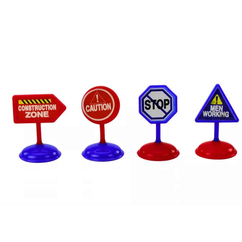 LEAN TOYS Set of 12 Toy Cars, Powered Planes, 5cm Road Signs