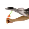 LEAN TOYS Styrofoam Fighter Plane With Slingshot Launcher Gray