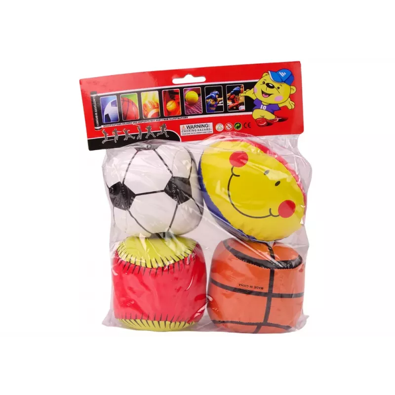 LEAN TOYS Soft Sports Balls Set - Basketball, Rugby, Football, Baseball - 4 Pieces