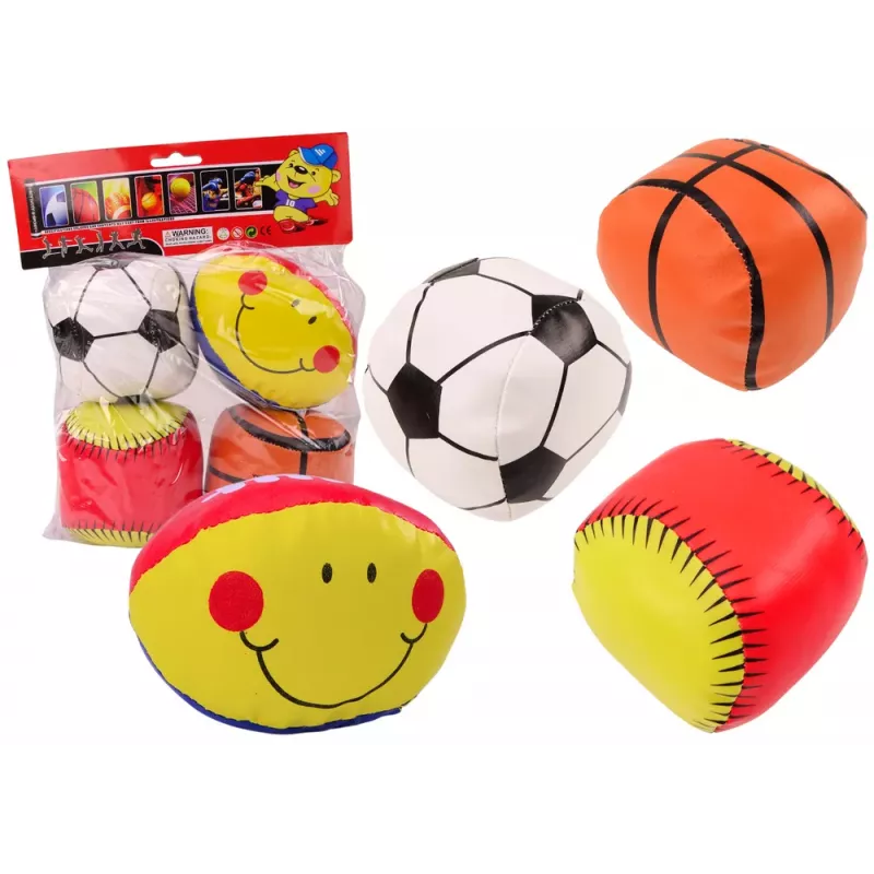 LEAN TOYS Soft Sports Balls Set - Basketball, Rugby, Football, Baseball - 4 Pieces