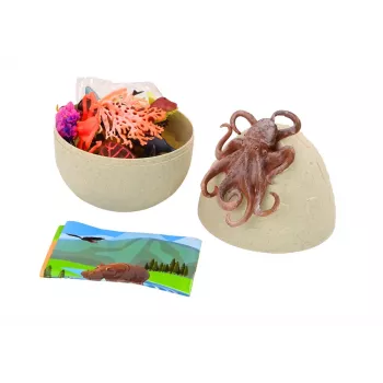 LEAN TOYS Egg with Marine Animal, Plant and Octopus Figurines - 26 Piece Set