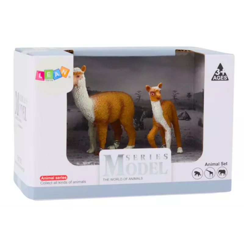 LEAN TOYS Figurine Adult Llama 8 cm with a Young Llama 6 cm Animals of the World