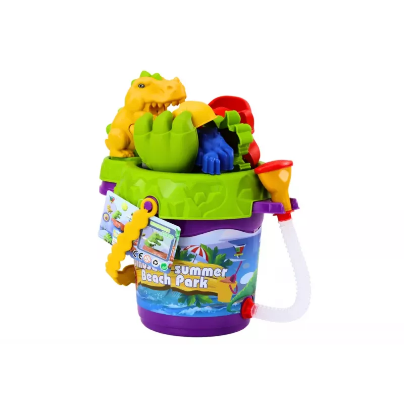 LEAN TOYS Sand Bucket Set with Shower Watering Can and Molds Dinosaurs Set