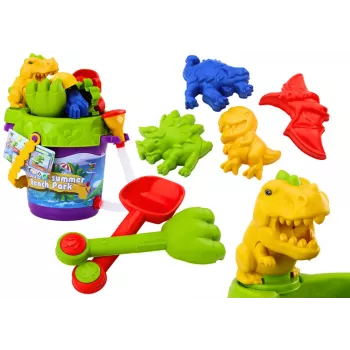 LEAN TOYS Sand Bucket Set with Shower Watering Can and Molds Dinosaurs Set