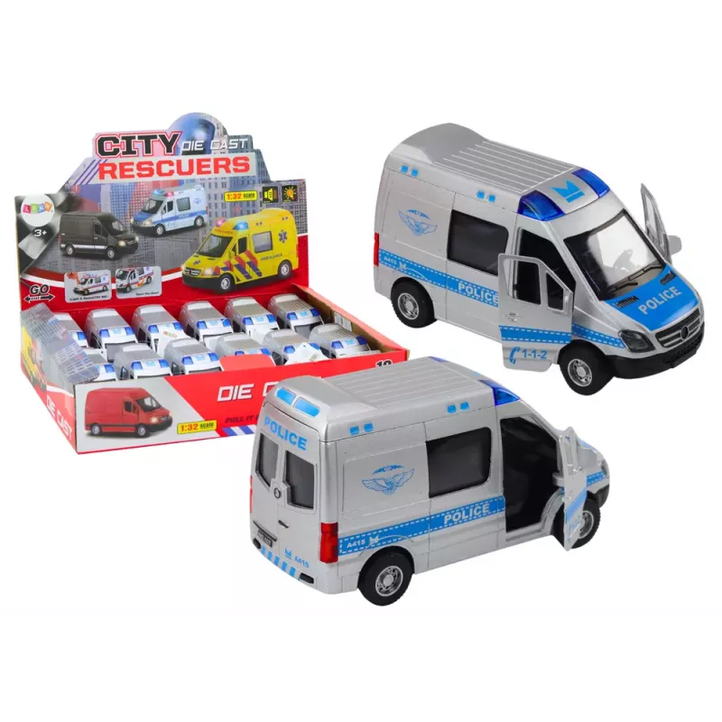 LEAN TOYS Police Car 1:32 Opening Doors Lights Sounds Drive