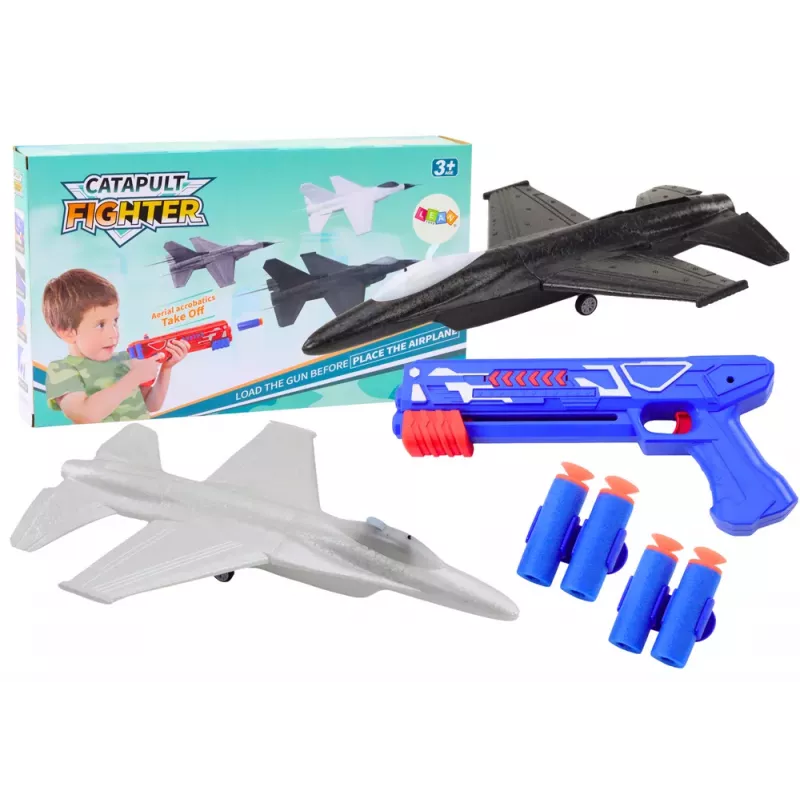 LEAN TOYS 2in1 Dart Gun Airplane Launcher Blue