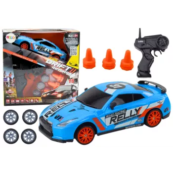 LEAN TOYS Remote Controlled R/C Sports Car 1:24 Blue Interchangeable Wheels