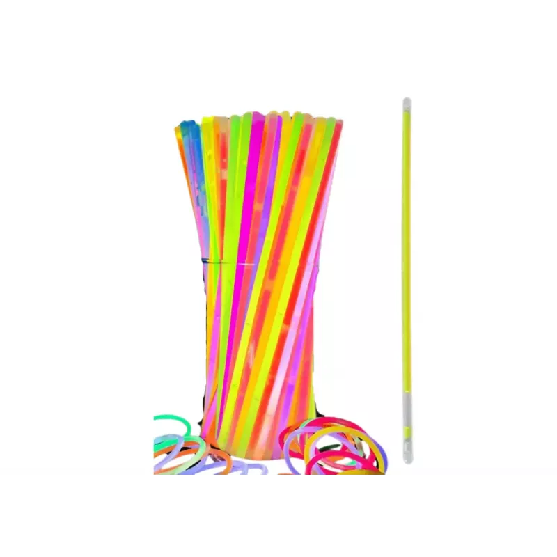 LEAN TOYS Fluorescent Bands 100 Pieces Multi-Color Glow In The Dark