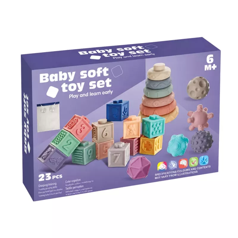 LEAN TOYS Soft Rubber Educational Blocks Animals Numbers Patterns Colorful 27 pcs.